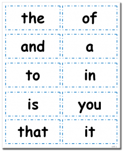 Kindergarten Frequency For kindergarten  flash Words words printable High cards sight