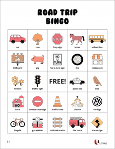 road trip bingo - educational road trip activities - red apple reading