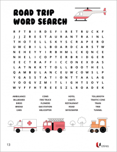 word search - educational road trip activities - red apple reading